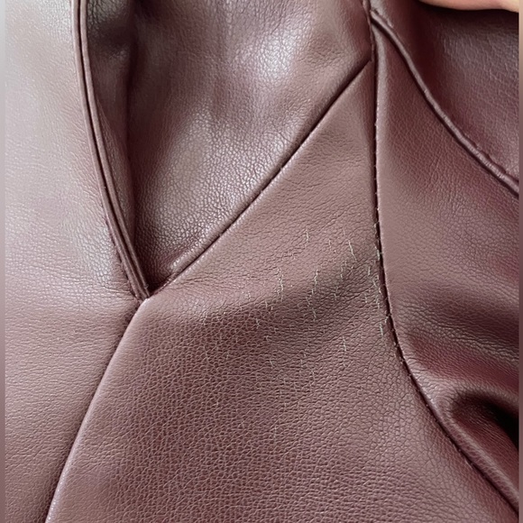 The Reset R Label Burgundy Vegan Leather Classic Moto Jacket - Size S - Picture 7 of 9